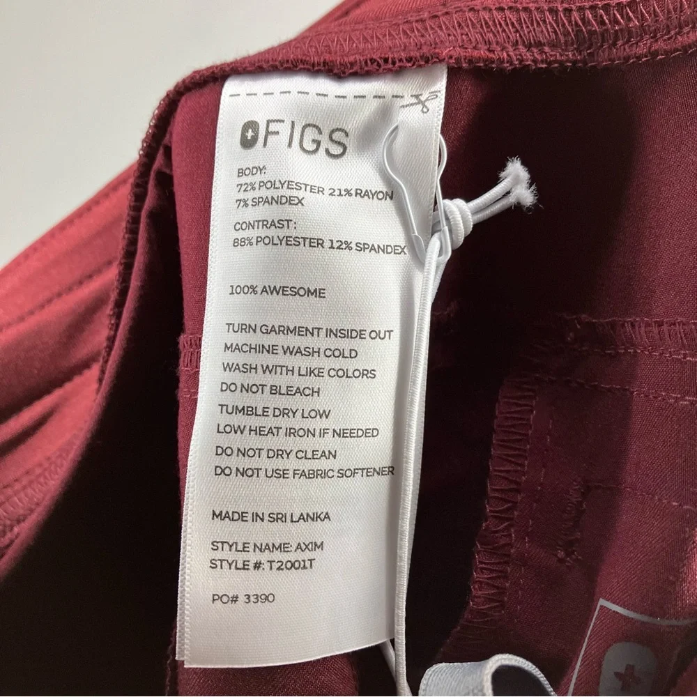 NWT FIGS Men's Axim 2.0 Scrub Pants Maroon Medium Tall MT